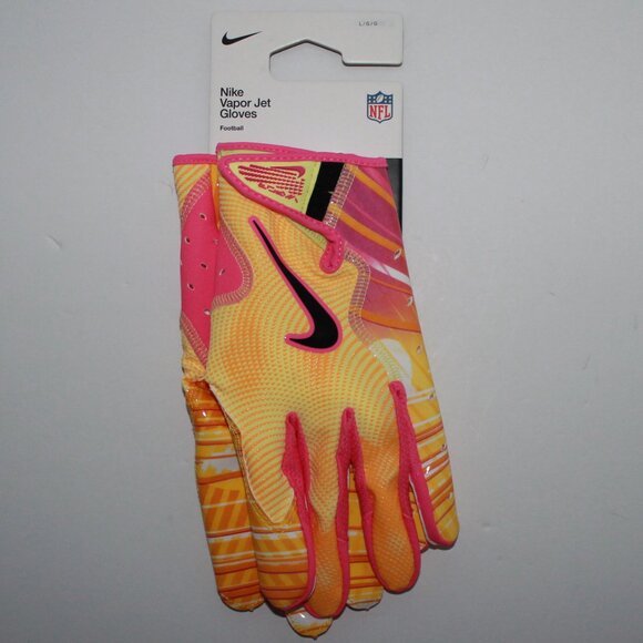 Nike Vapor Jet 8.0 Energy Combine Football Gloves Adult Large Yellow/Pink - Picture 1 of 8